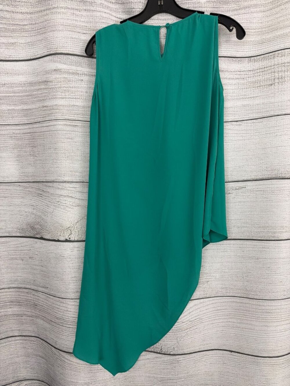 BCBGMAXAZRIA Turquoise Asymmetrical Sleeveless Ruffle Top Size XS - Picture 2 of 3